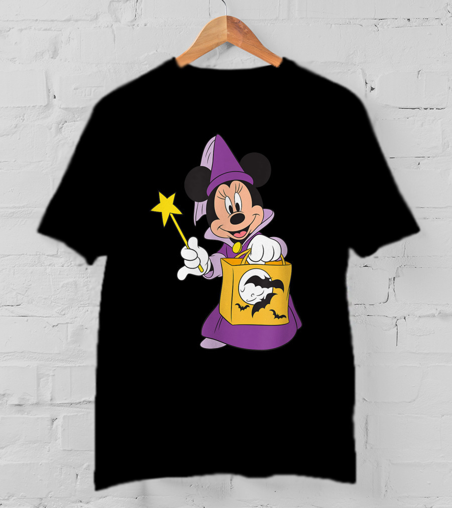 Disney Halloween Minnie Mouse Witch Costume With Magic Wand And Trick-or-Treat Bag T-Shirt