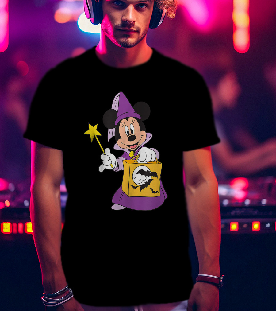 Disney Halloween Minnie Mouse Witch Costume With Magic Wand And Trick-or-Treat Bag T-Shirt