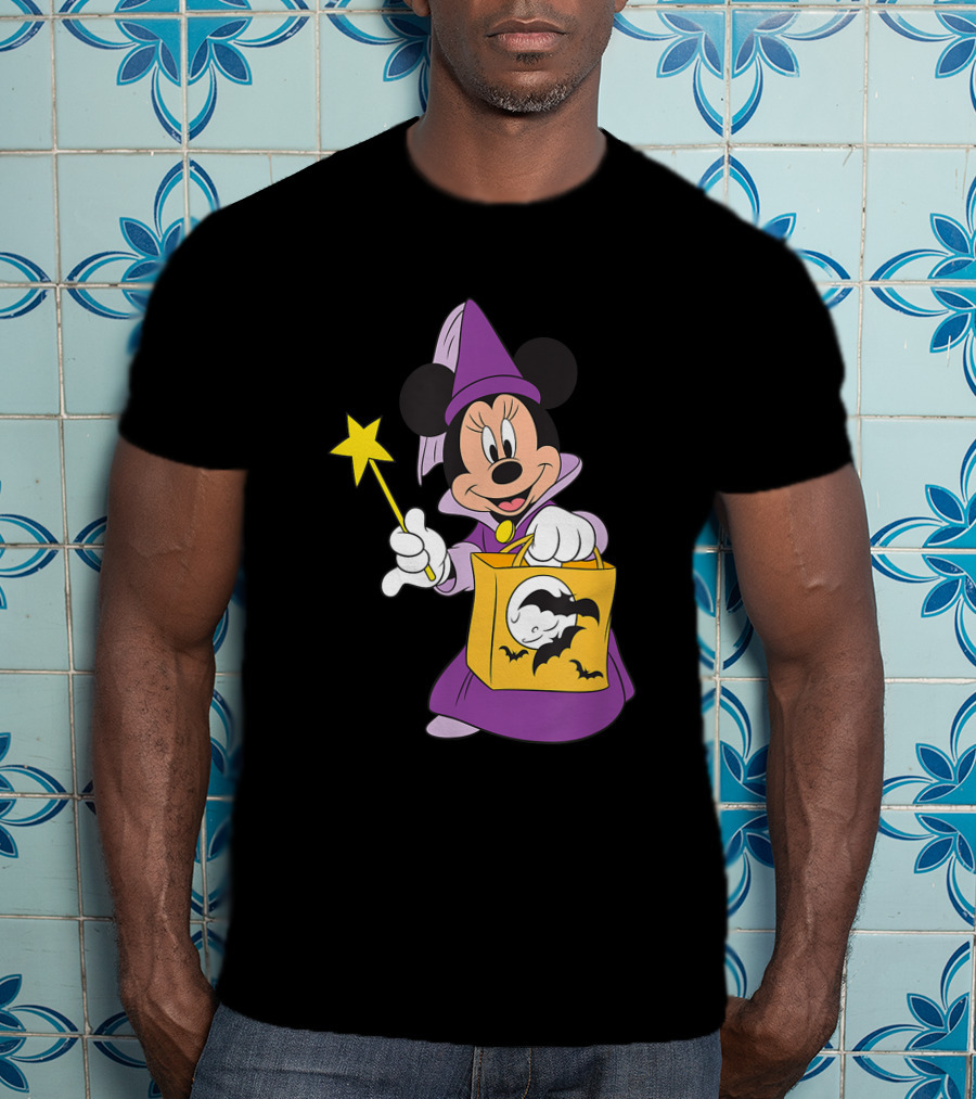 Disney Halloween Minnie Mouse Witch Costume With Magic Wand And Trick-or-Treat Bag T-Shirt