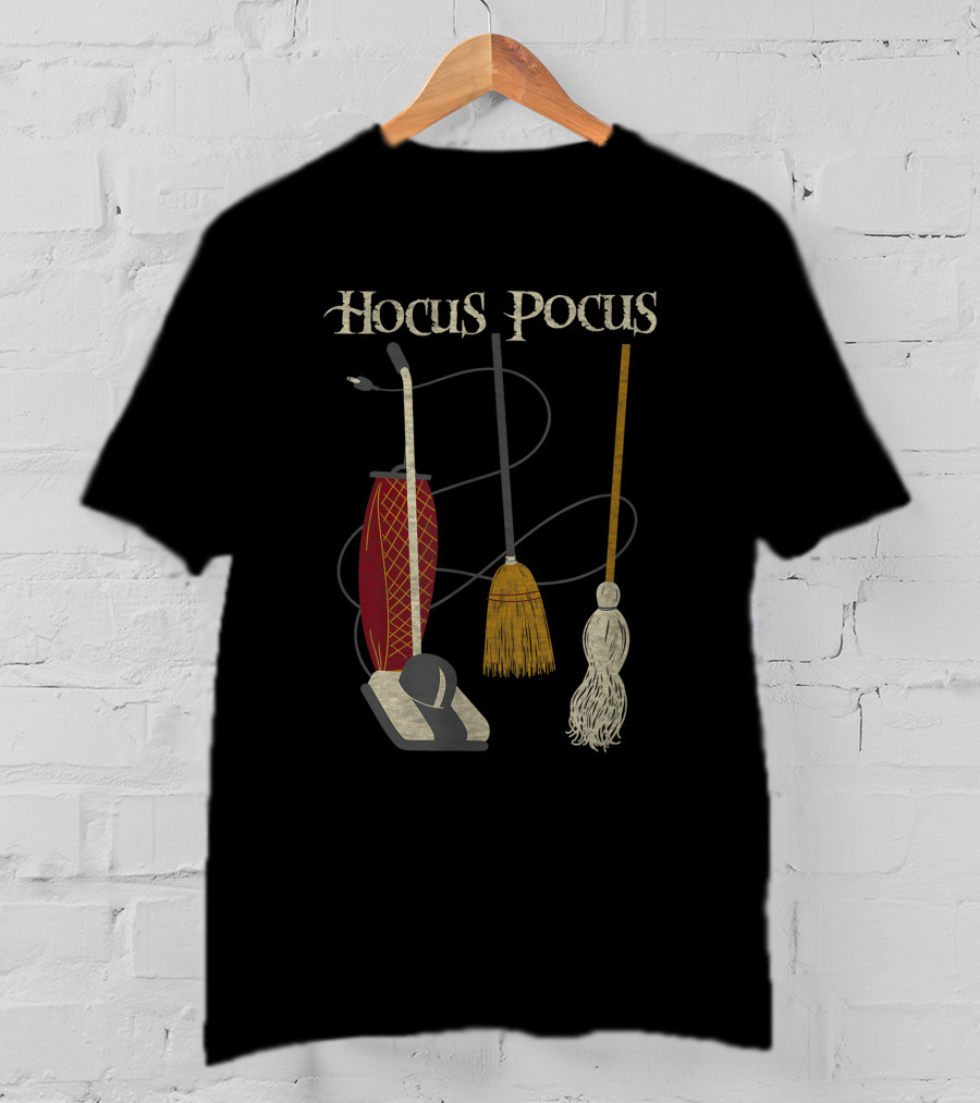 Hocus Pocus Witch Rides Vacuum Broom Mop T-Shirt