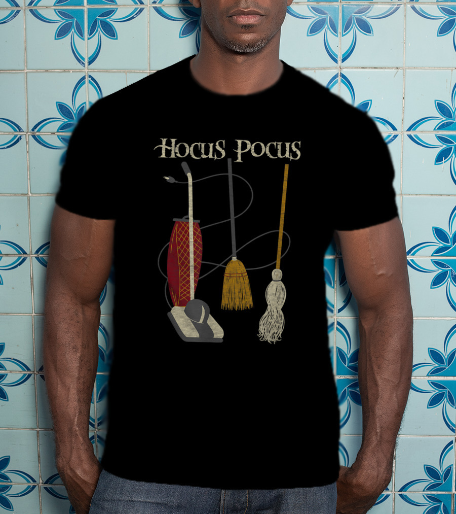 Hocus Pocus Witch Rides Vacuum Broom Mop T-Shirt