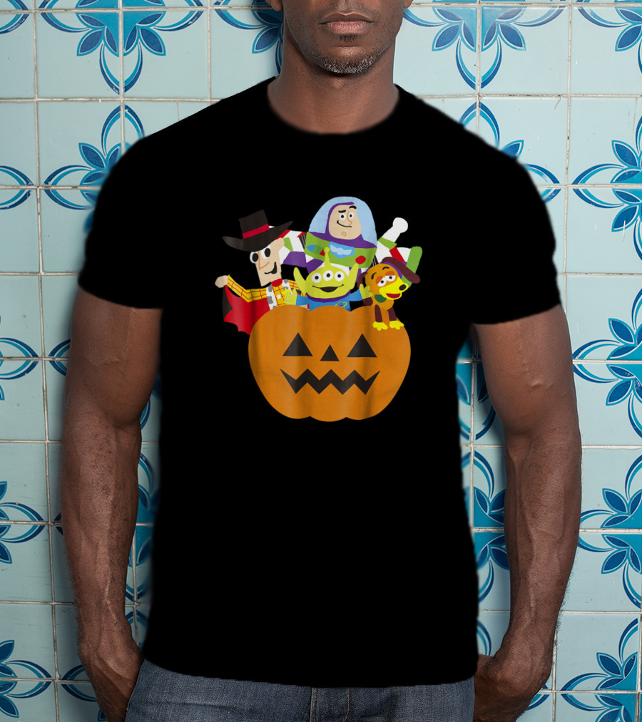 Disney Pixar Toy Story Characters In Halloween Pumpkin Costume T-Shirt