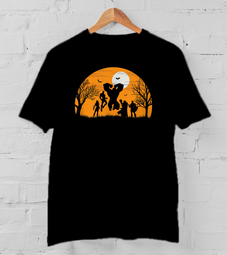 Marvel Avengers Halloween Silhouette Moon Scene T-Shirt
