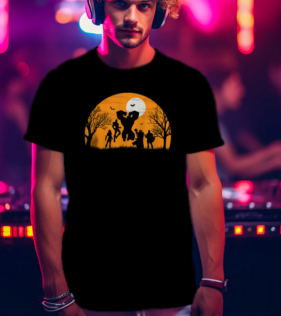 Marvel Avengers Halloween Silhouette Moon Scene T-Shirt
