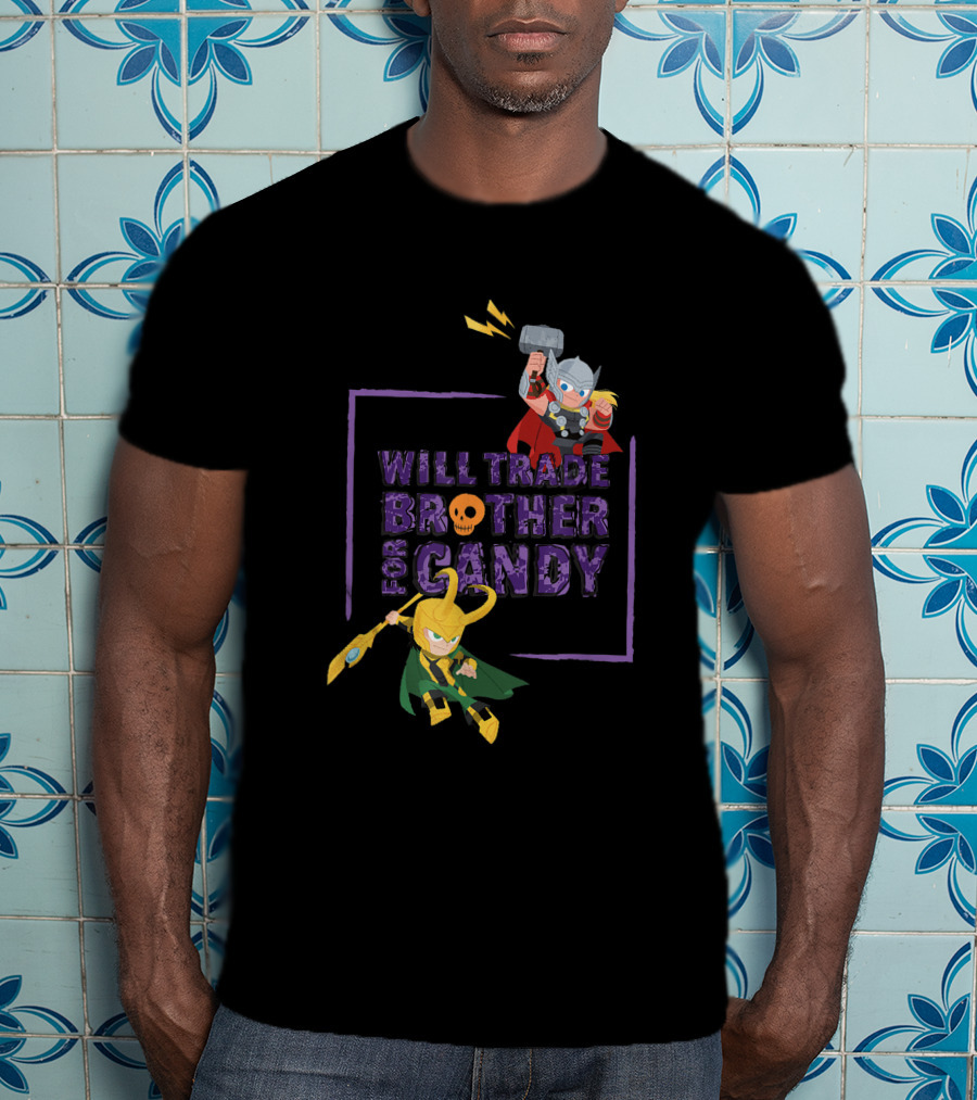 Marvel Loki And Thor Chibi Will Trade Brother For Candy T-Shirt