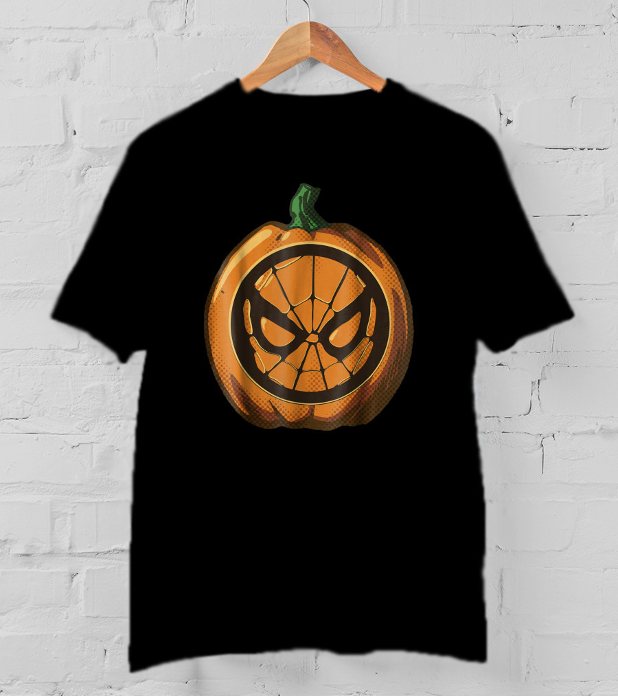 Marvel Spider Man Pumpkin Halloween Face T-Shirt