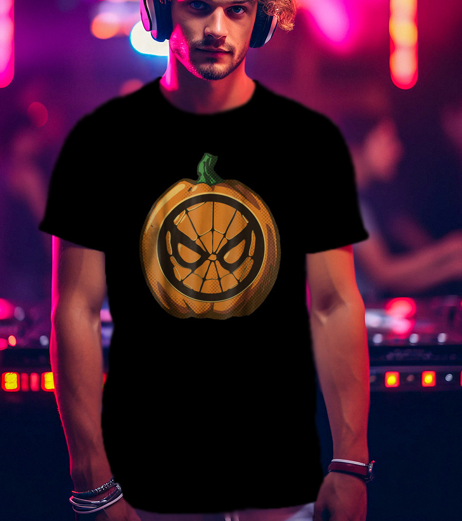 Marvel Spider Man Pumpkin Halloween Face T-Shirt