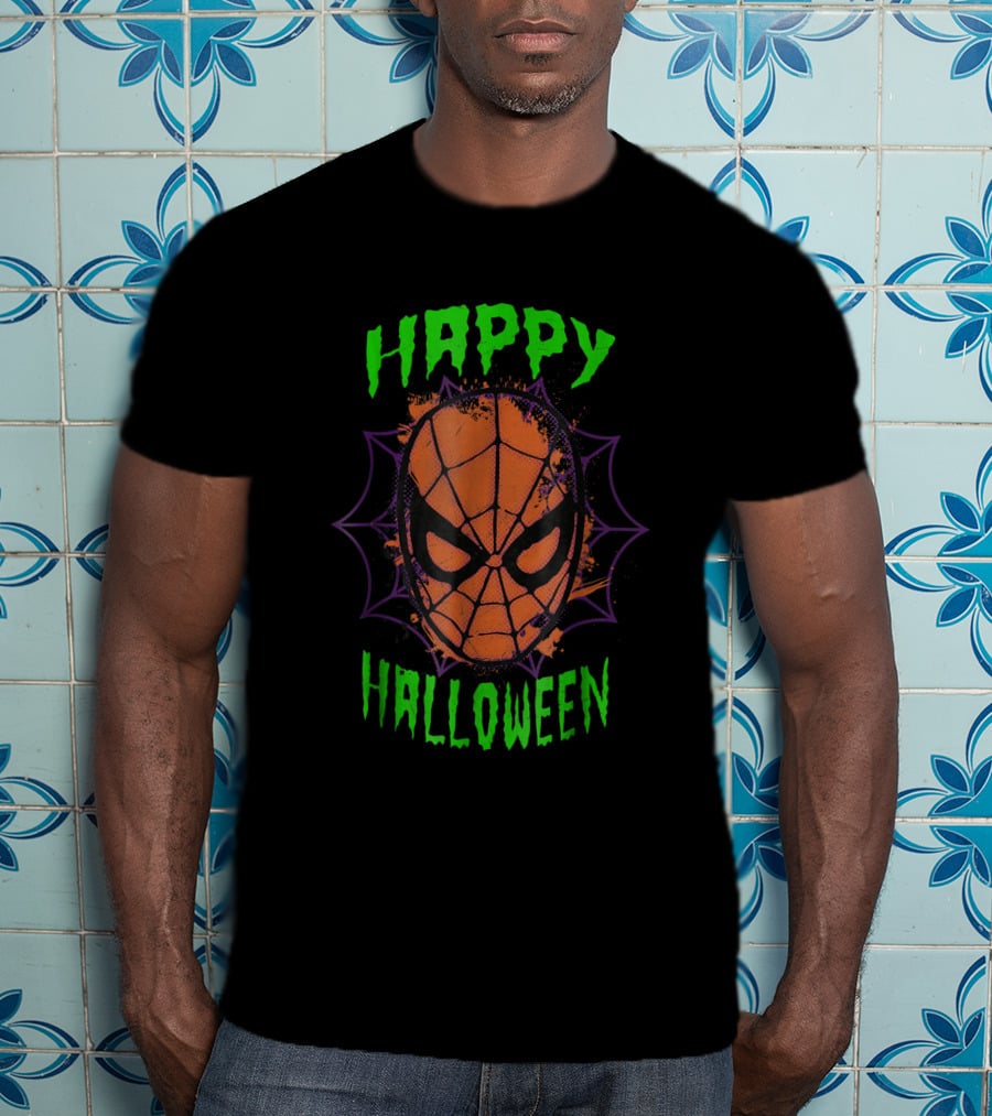 Marvel Spider Man Mask Happy Halloween T-Shirt