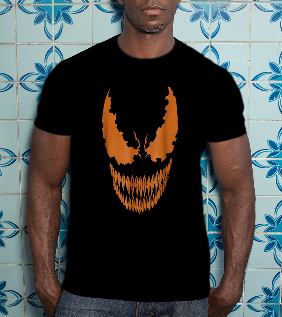 Marvel Venom Orange Face Iconic Symbiote Grin T-Shirt