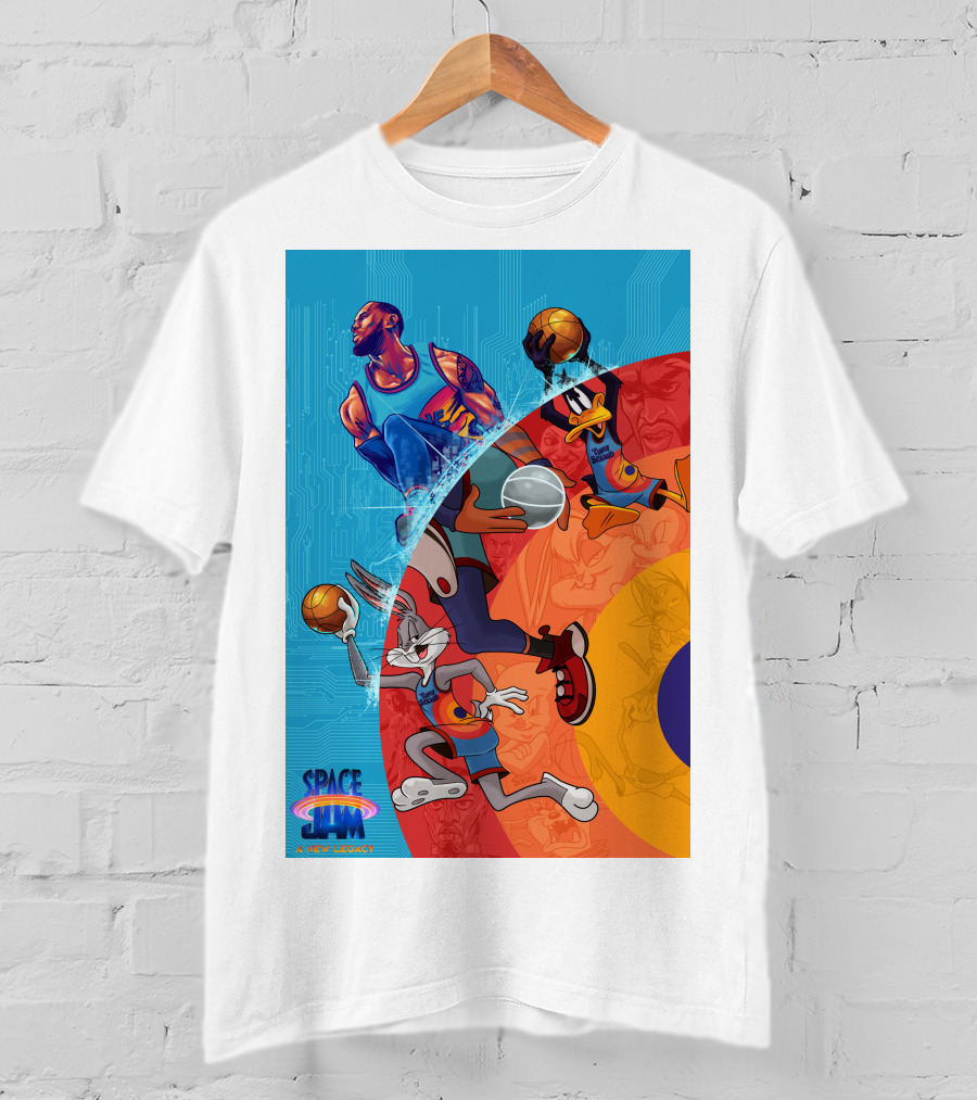 Space Jam A New Legacy Lebron James Bugs Bunny Daffy Duck Basketball Action T-Shirt