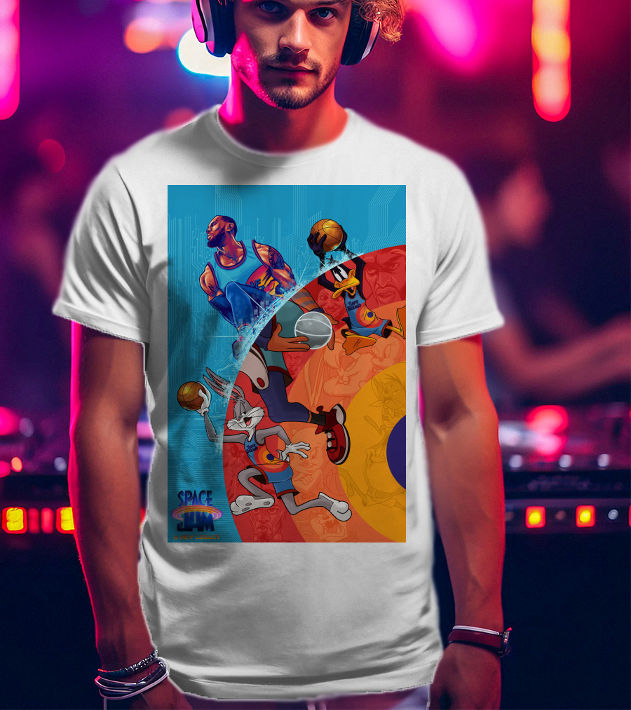 Space Jam A New Legacy Lebron James Bugs Bunny Daffy Duck Basketball Action T-Shirt