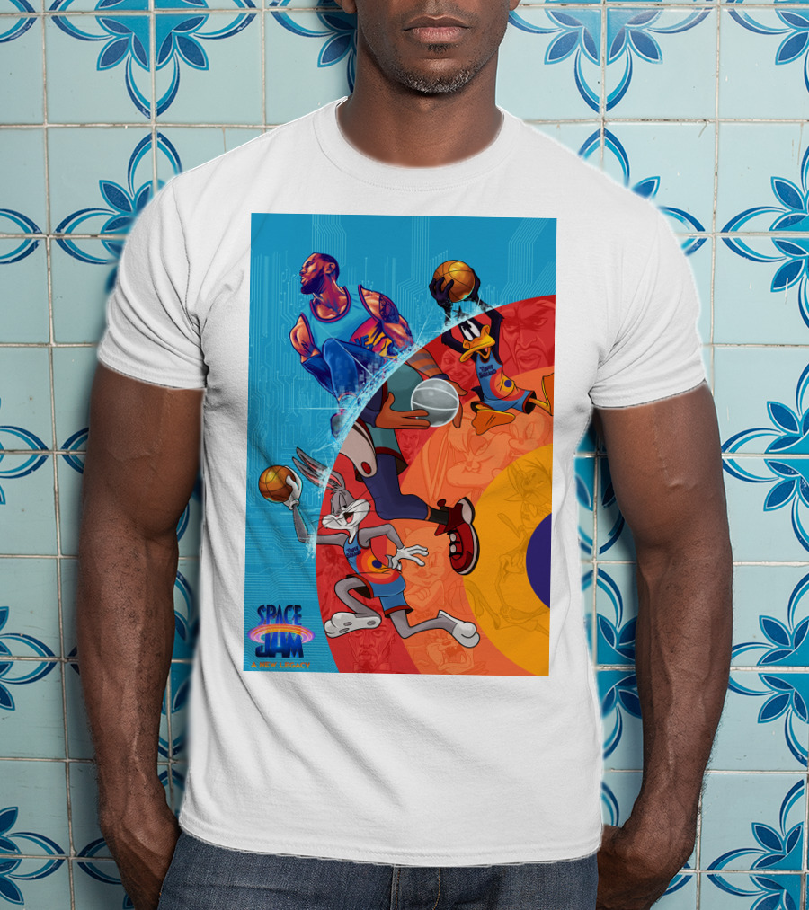 Space Jam A New Legacy Lebron James Bugs Bunny Daffy Duck Basketball Action T-Shirt