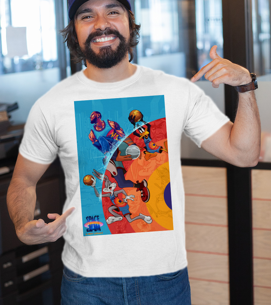 Space Jam A New Legacy Lebron James Bugs Bunny Daffy Duck Basketball Action T-Shirt