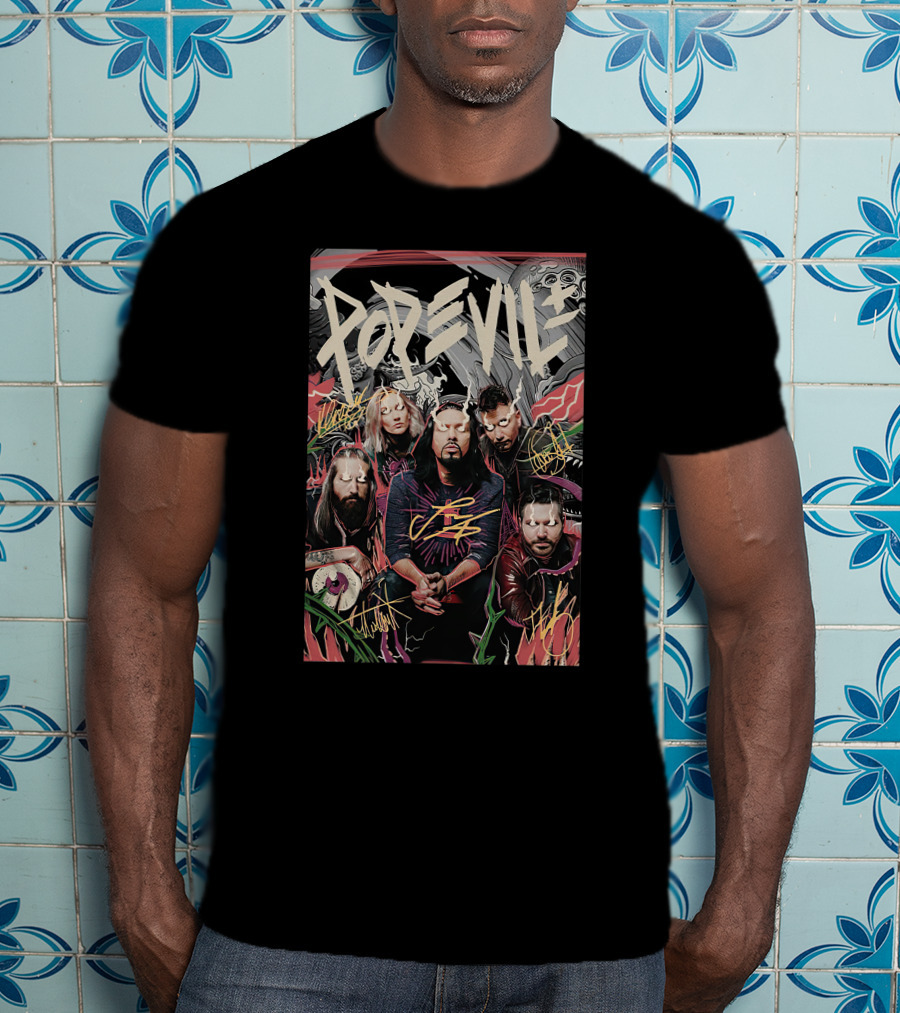 Pop Evil Band Signatures Comic T-Shirt