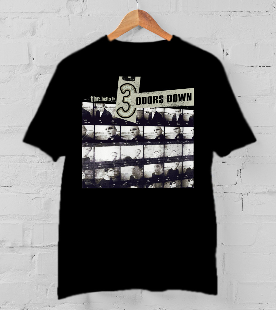 3 Doors Down The Better Life Album Cover Black And White Photographic Collage T-Shirt