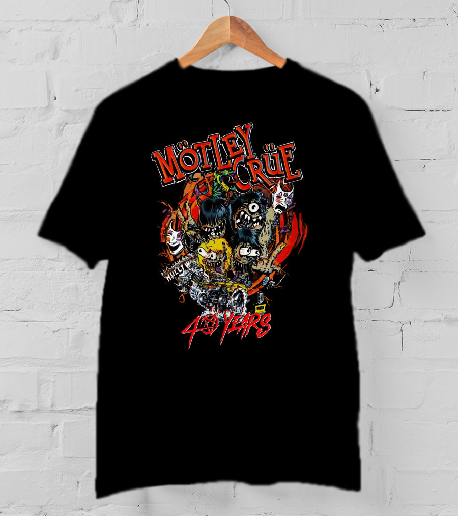 Mötley Crüe 40 Years Motley Monsters Halloween Creepy Band Characters T-Shirt