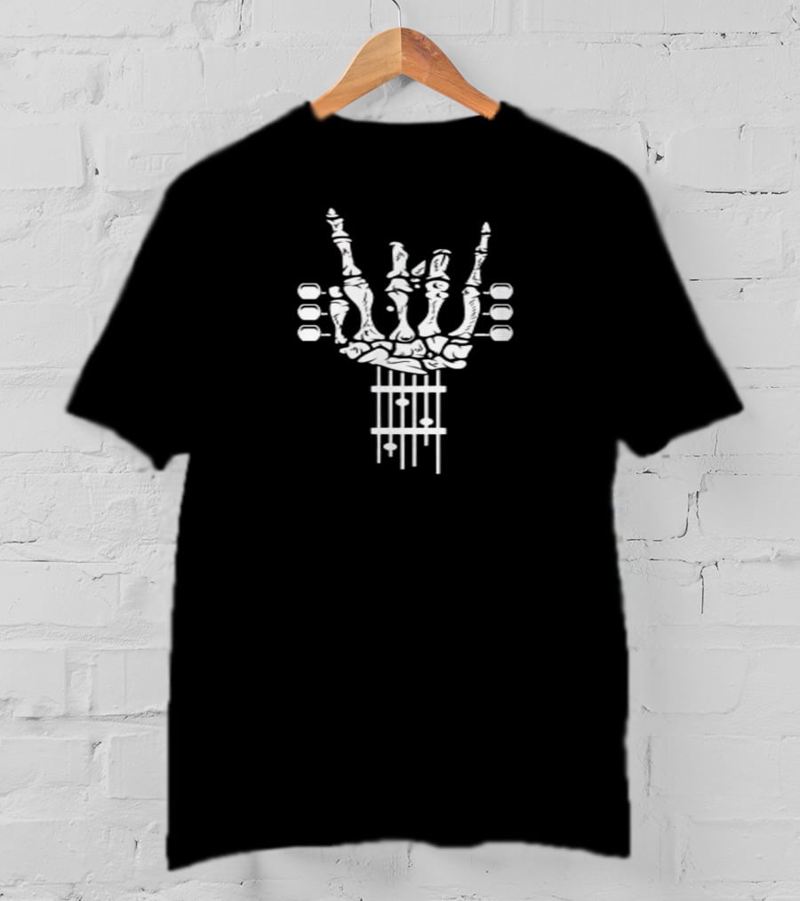 Rock And Roll Skeleton Hand Guitar Symbol For Music Lovers T-Shirt