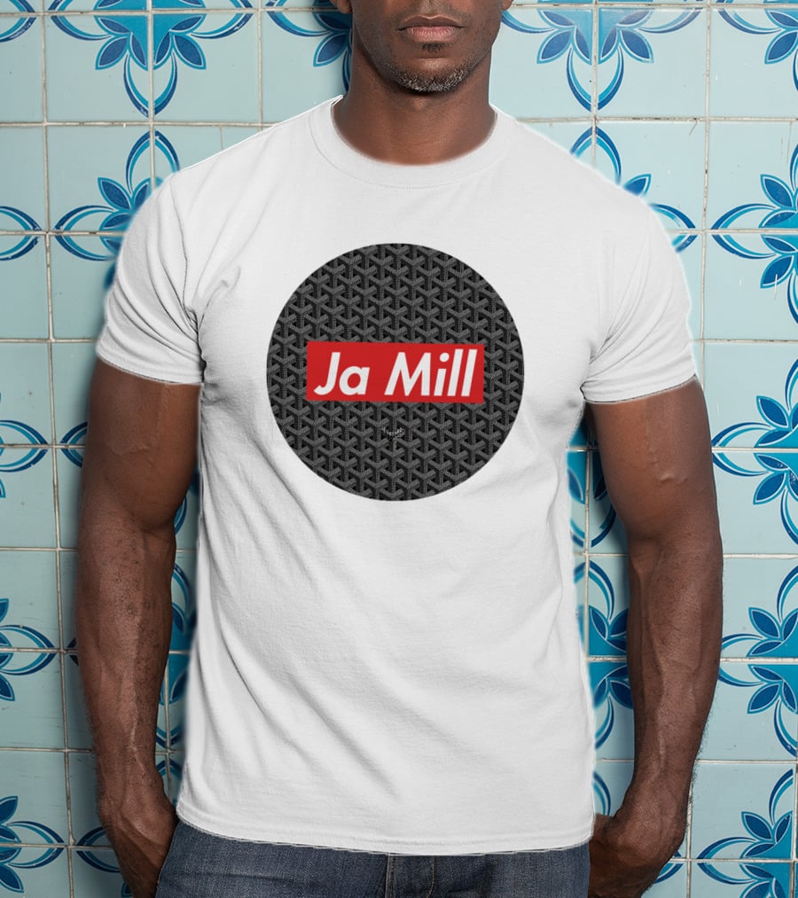 Ja Mill Red Typography On Black Patterned Circle T-Shirt