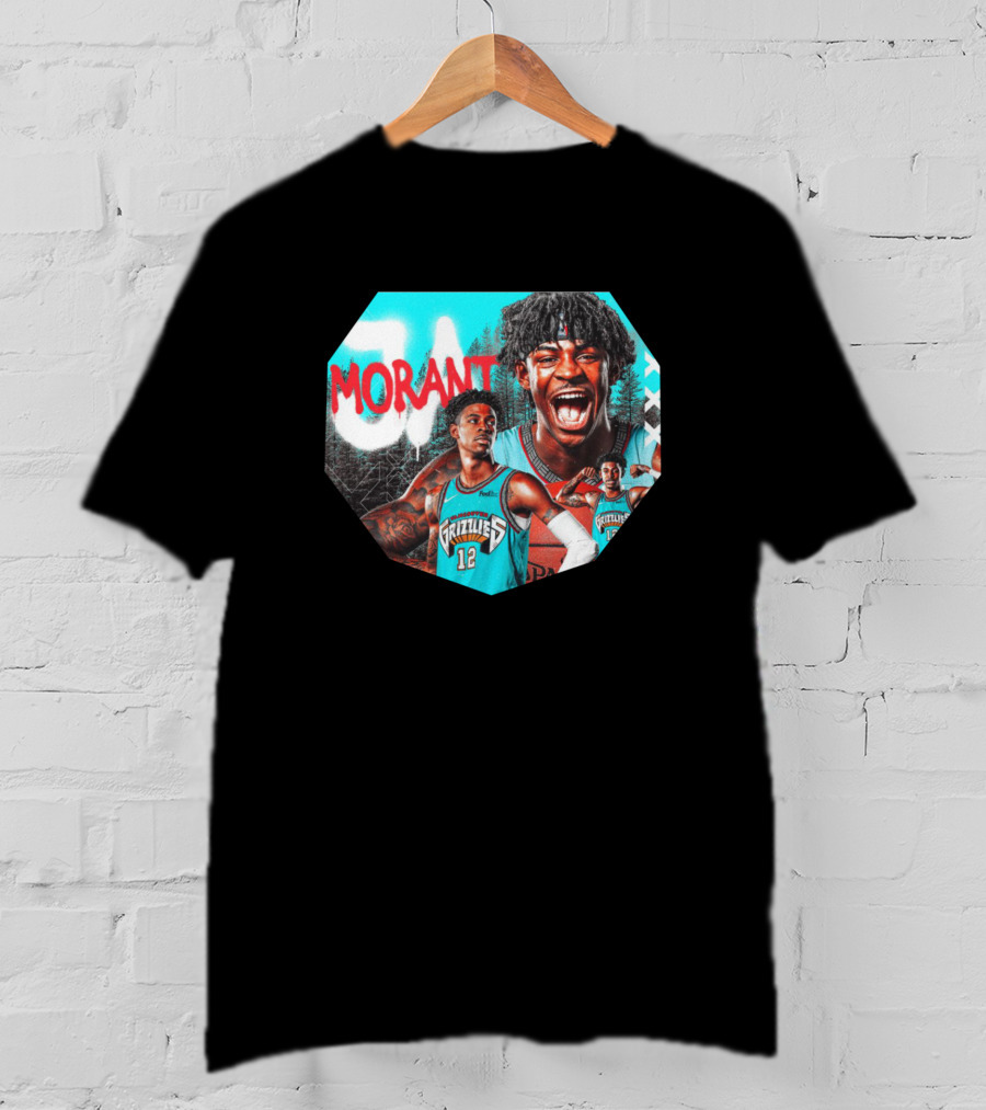 Ja Morant Memphis Grizzlies NBA Player Portrait Compilation T-Shirt