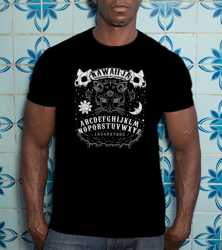 Kawahja Possessed By Cuteness Cat Supernatural Alphabet Skulls Moon Sun T-Shirt