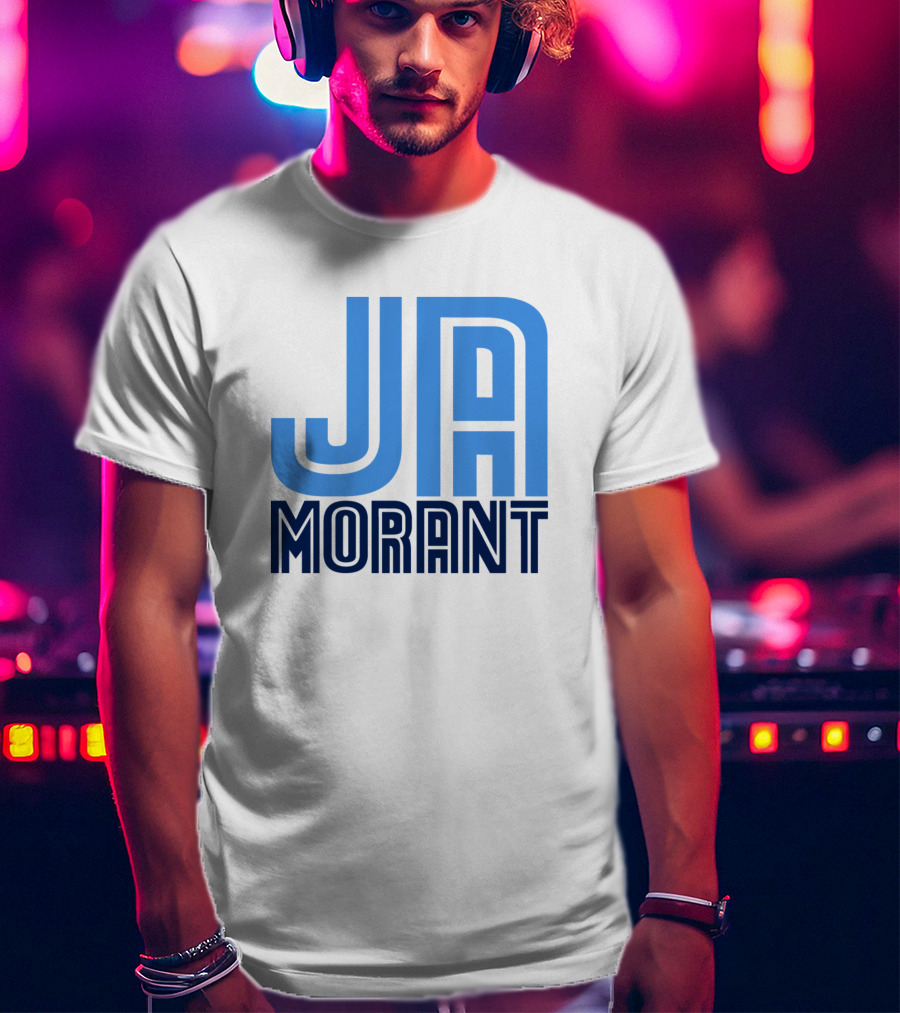 Ja Morant Memphis Basketball Blue Text T-Shirt