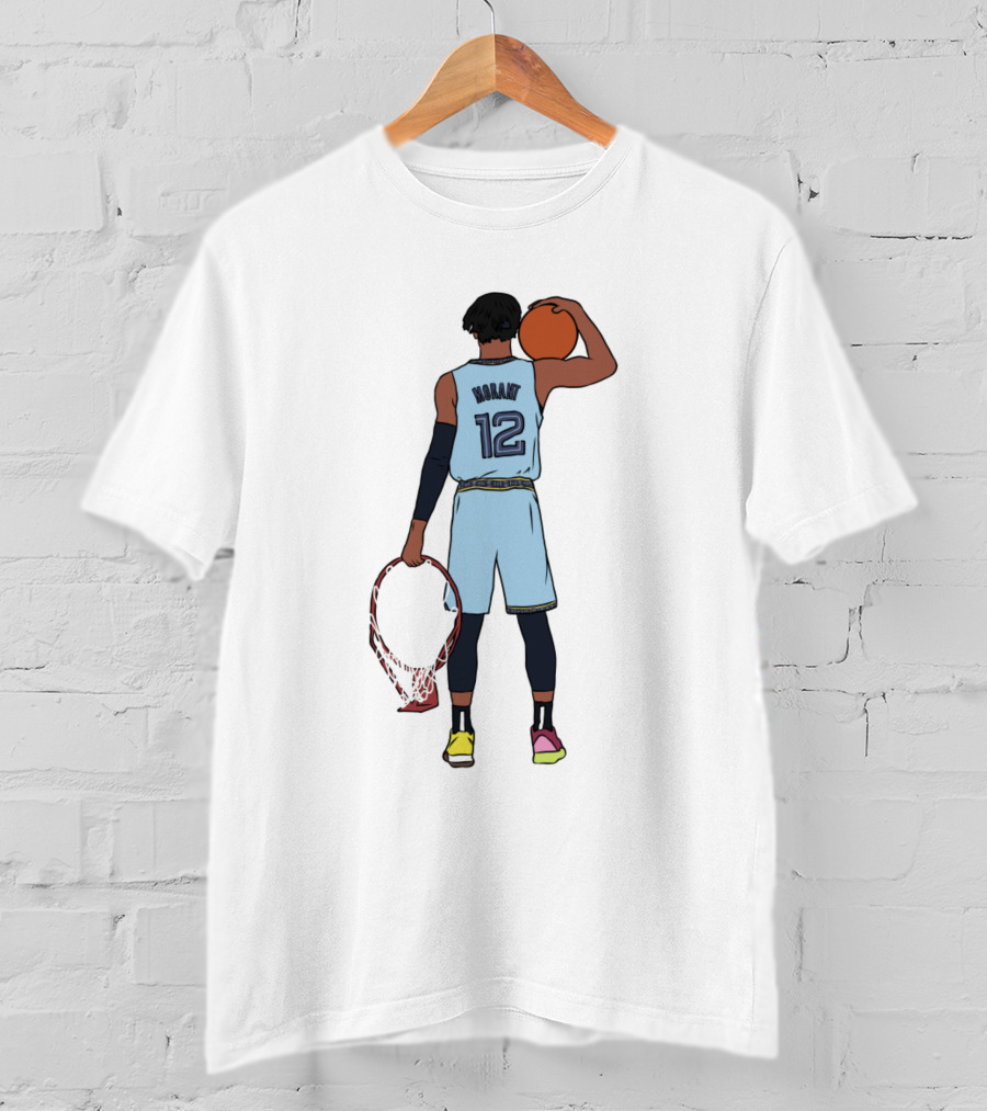 Ja Morant Funny Holding Basketball And Rim In Memphis Jersey T-Shirt