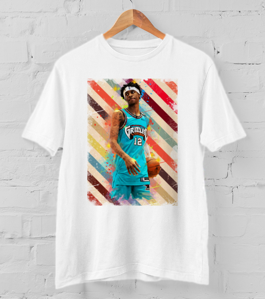 Ja Morant Grizzlies Basketball Vintage Stripes T-Shirt