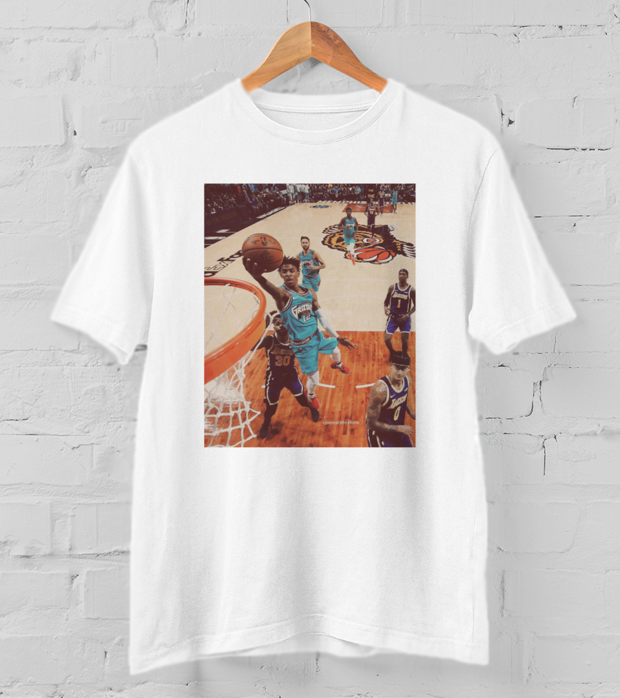 Ja Morant Funny Slam Dunk Basketball Action T-Shirt