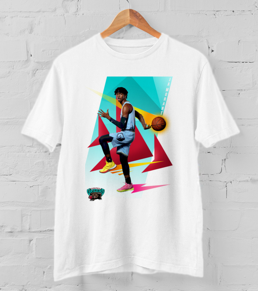 Ja Morant Memphis Grizzlies Retro Vibe Basketball Action T-Shirt