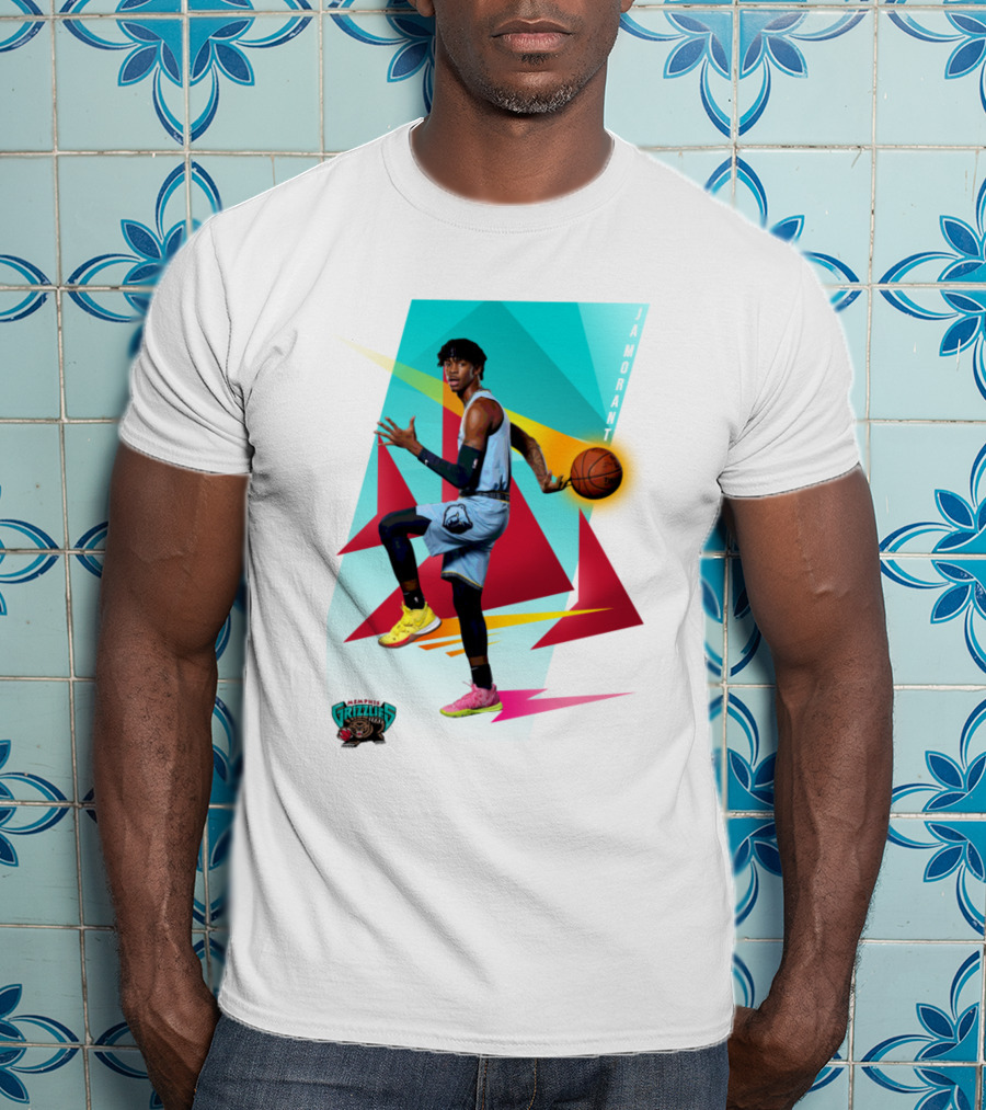 Ja Morant Memphis Grizzlies Retro Vibe Basketball Action T-Shirt