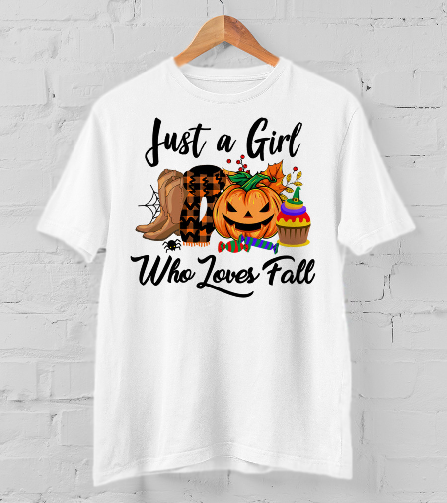 Just A Girl Who Loves Fall With Pumpkin And Boots T-Shirt