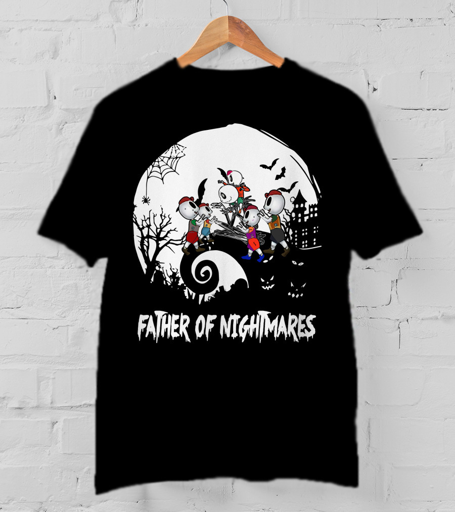 Father Of Nightmares Halloween Skeleton Kids Spooky Scene T-Shirt
