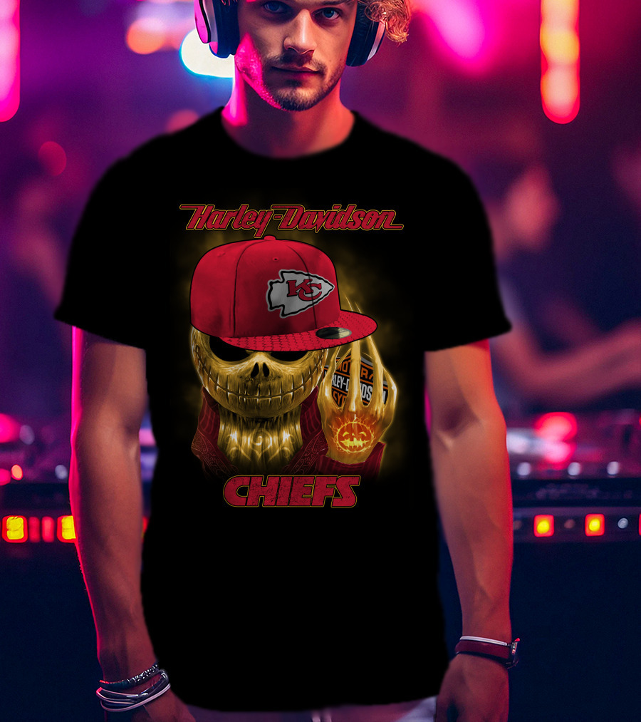 Harley Davidson Chiefs Kansas City Chiefs Hat Skull Halloween T-Shirt