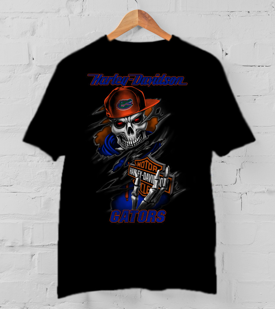 Harley Davidson Gators Skull Motorcycles T-Shirt