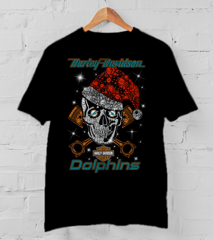 Harley Davidson Dolphins Santa Skull Artwork T-Shirt
