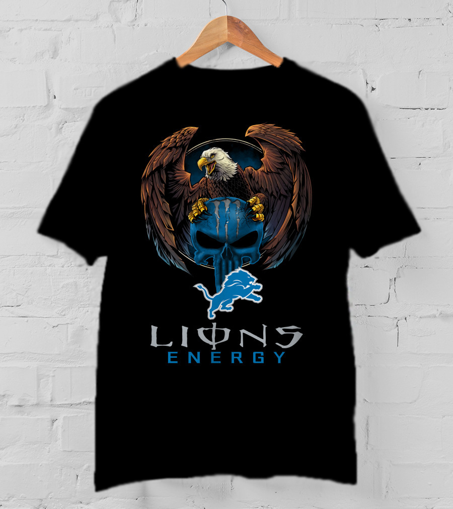 Lions Energy Detroit Lions Football Eagle Emblem T-Shirt
