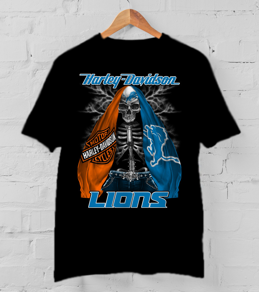 Harley Davidson Motorcycles Detroit Lions T-Shirt