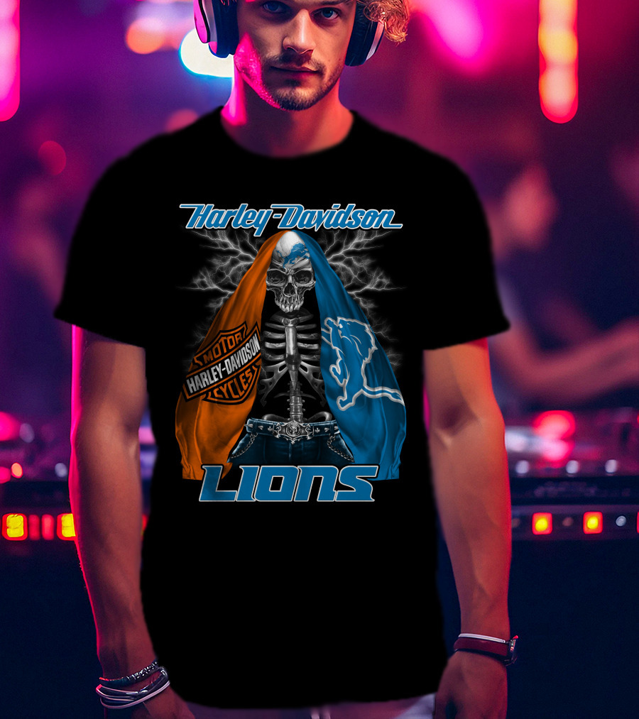 Harley Davidson Motorcycles Detroit Lions T-Shirt