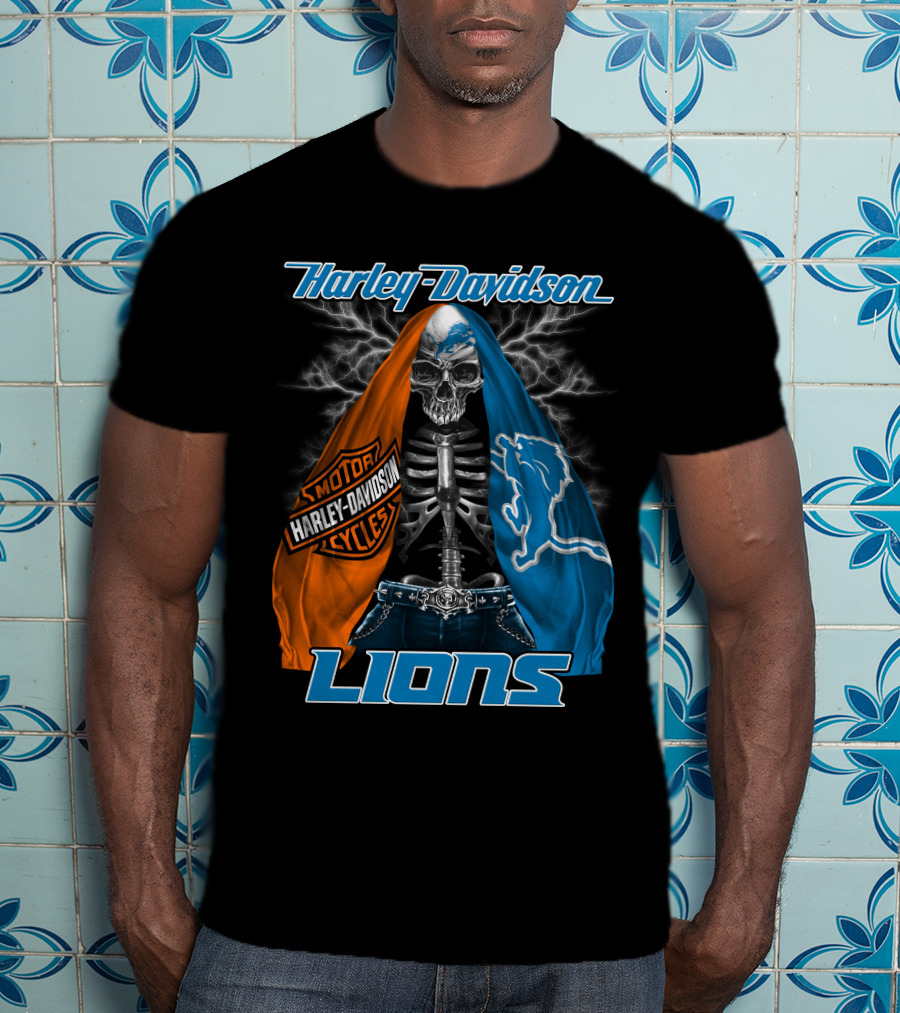 Harley Davidson Motorcycles Detroit Lions T-Shirt