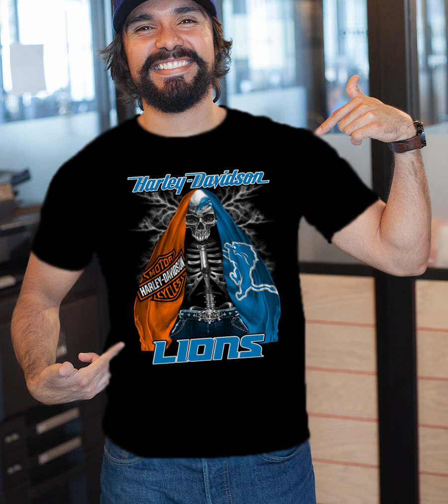 Harley Davidson Motorcycles Detroit Lions T-Shirt