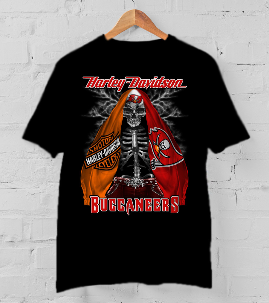 Harley Davidson Buccaneers Skeleton Lightning Tampa Bay_Hd0903 T-Shirt