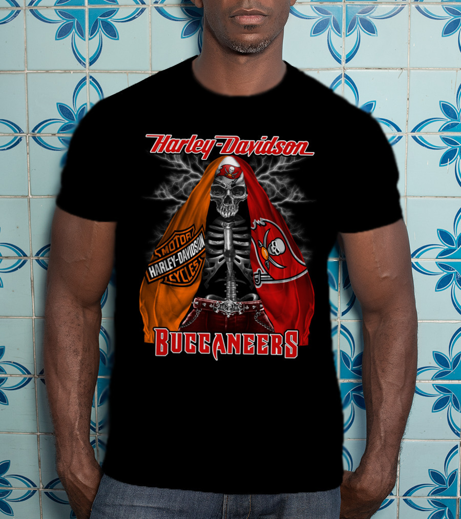 Harley Davidson Buccaneers Skeleton Lightning Tampa Bay_Hd0903 T-Shirt