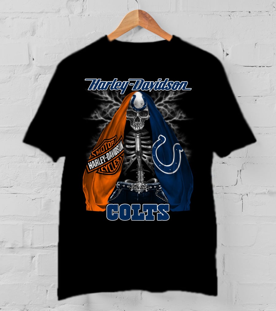Harley Davidson Motorcycles Skull Indianapolis Colts T-Shirt