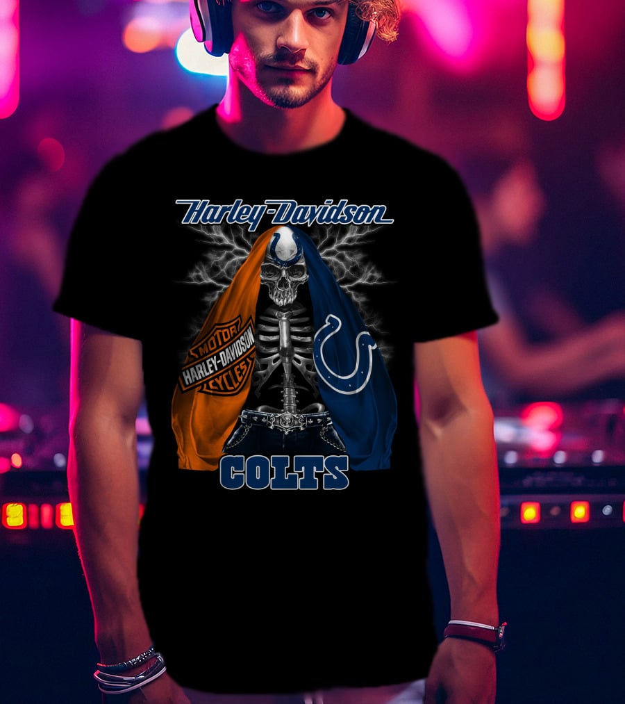 Harley Davidson Motorcycles Skull Indianapolis Colts T-Shirt