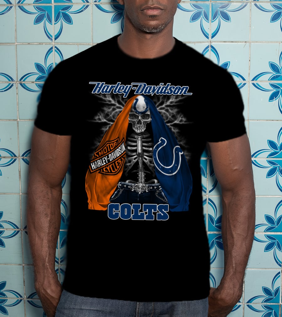 Harley Davidson Motorcycles Skull Indianapolis Colts T-Shirt