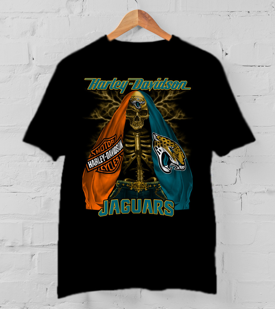 Harley Davidson Motorcycles Skull Jacksonville Jaguars T-Shirt