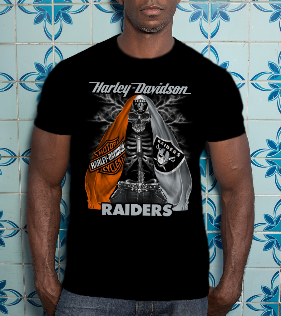Harley Davidson Raiders Skeleton Hd0903 Las Vegas Raiders T-Shirt