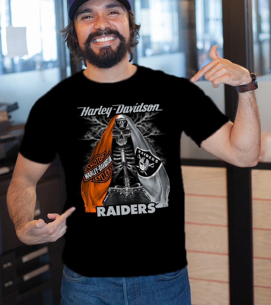 Harley Davidson Raiders Skeleton Hd0903 Las Vegas Raiders T-Shirt