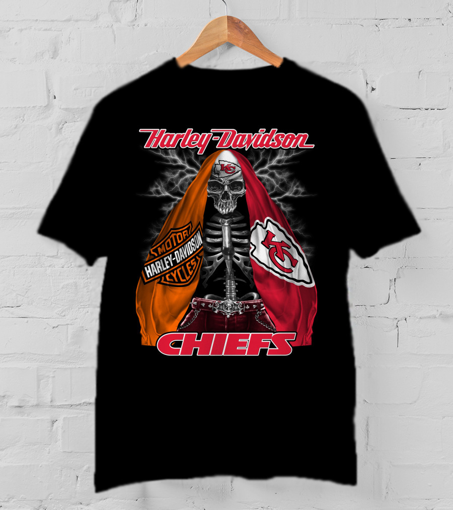 Harley Davidson Motorcycles Kansas City Chiefs Skeleton Chiefs T-Shirt