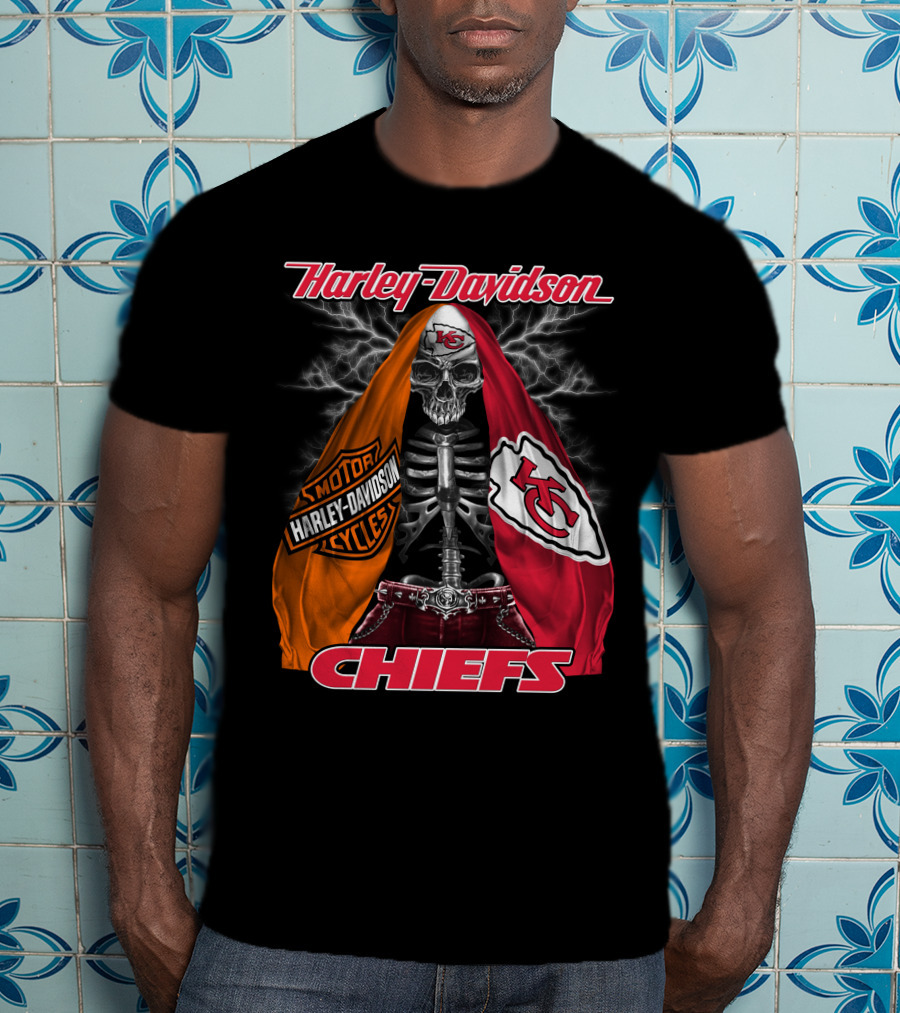 Harley Davidson Motorcycles Kansas City Chiefs Skeleton Chiefs T-Shirt